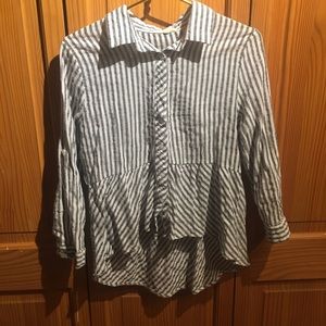 Striped Peplum Button-Down